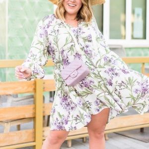 Floral long sleeve mini dress